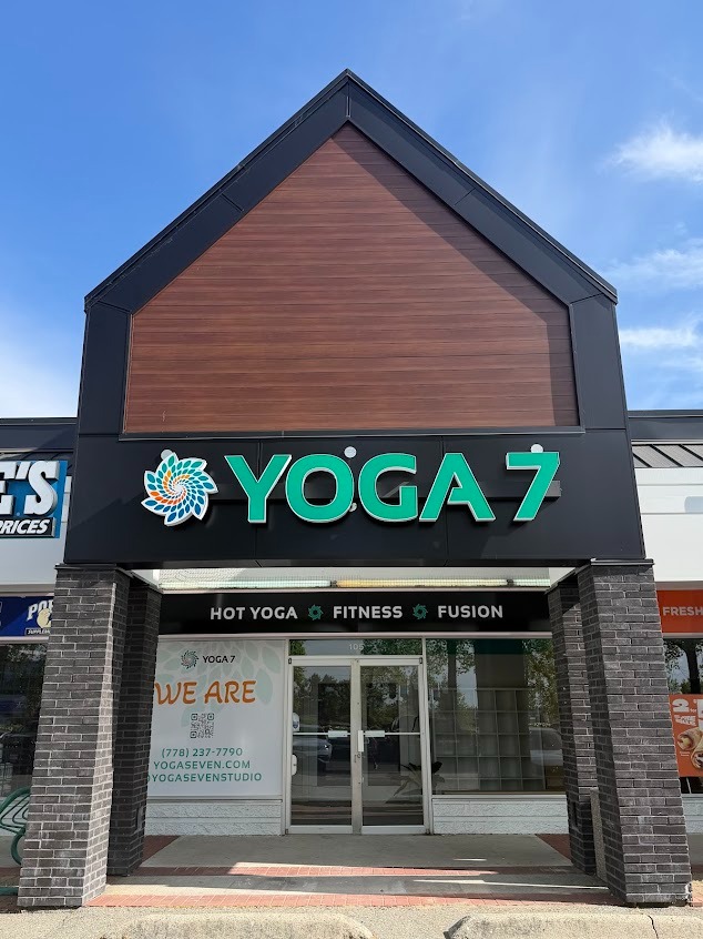 Finished yoga studio exterior and entrance after commercial renovation in Langley, BC