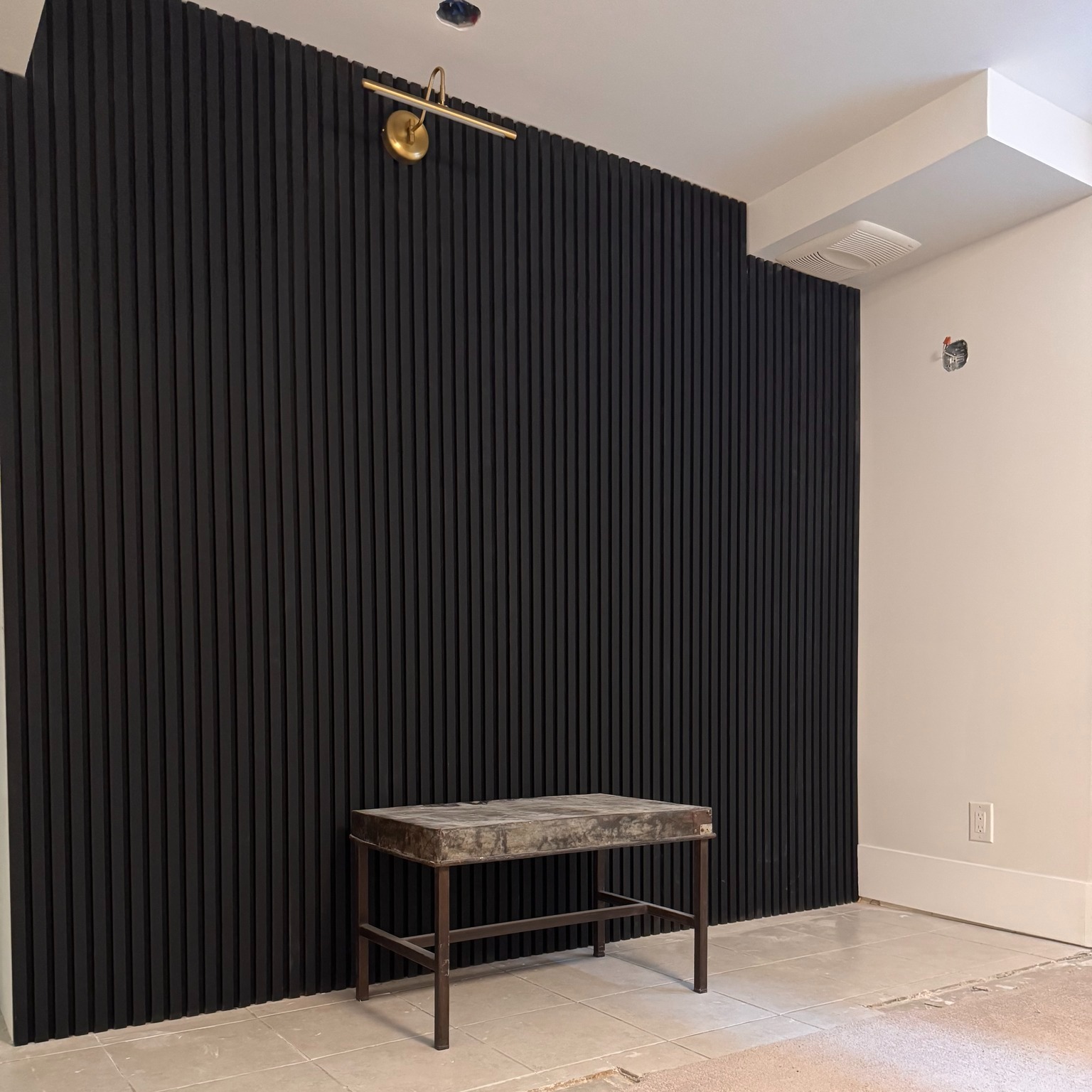 Finished decorative wall in a Langley yoga studio renovation